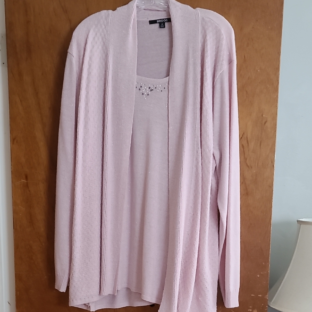 Briggs New York Soft Pink Cardigan Sweater Set